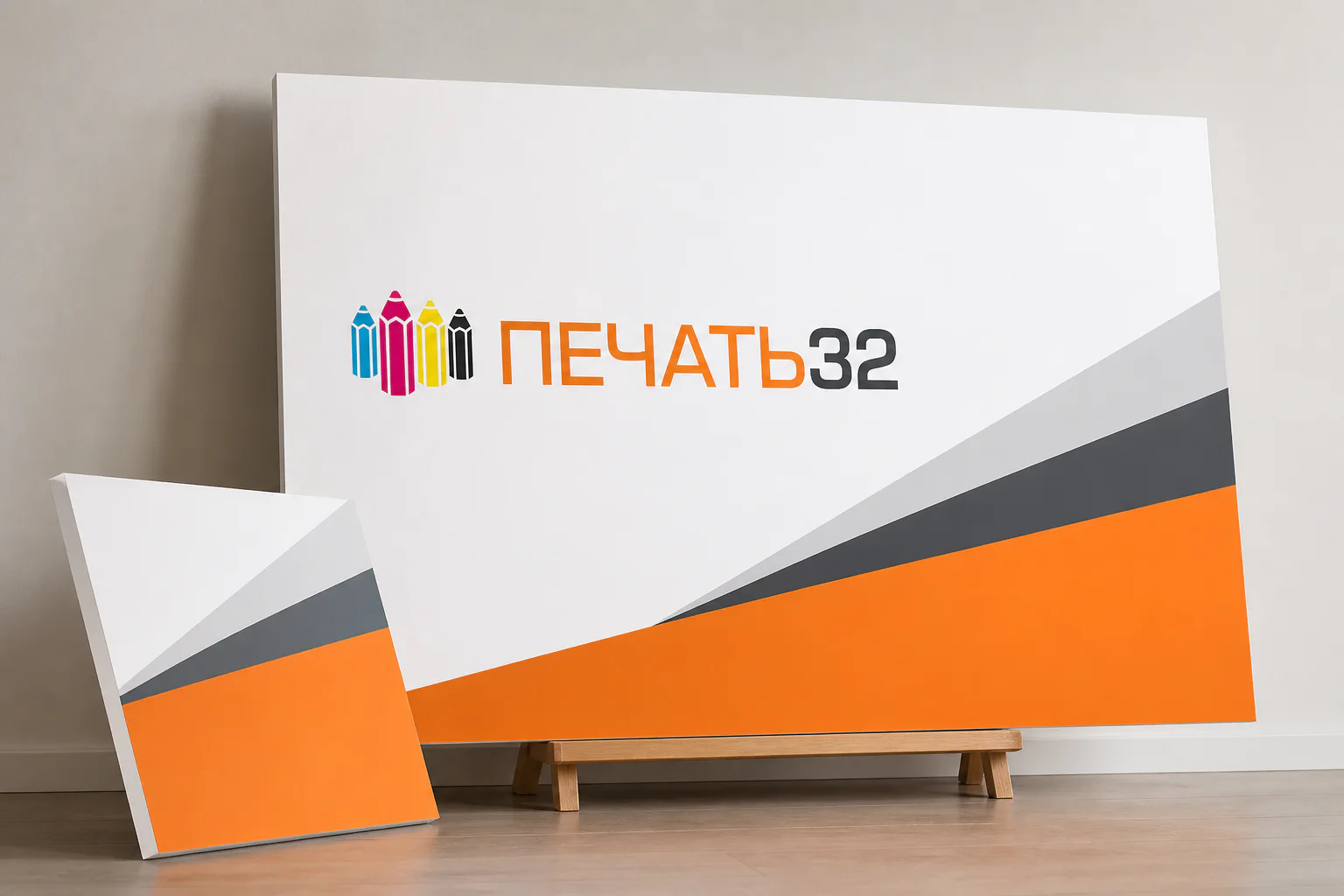 Жёсткие панели из пенокартона с фирменной печатью ПЕЧАТЬ32 и видимым белым торцом; для заказа в Смоленске